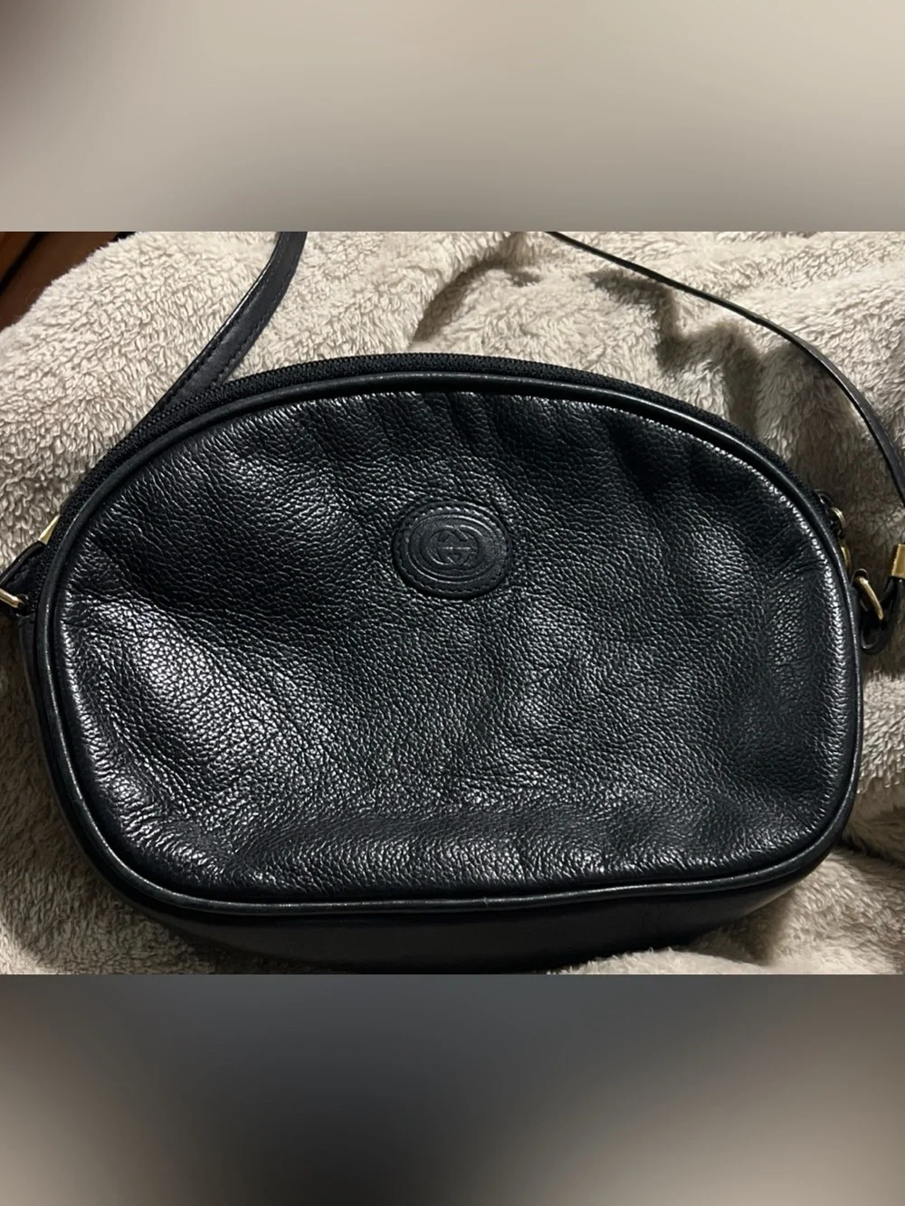 Gucci Vintage Black Leather Crossbody Bag